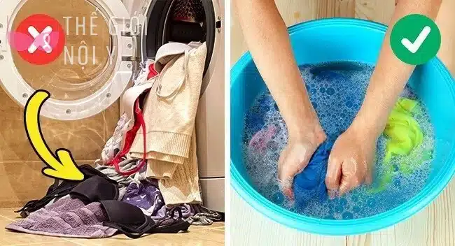 Nên giặt đồ lót bằng tay.